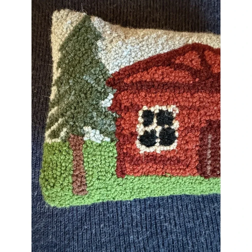 Peking Handicraft Pillow Cabin Trees 9” X 13” Cozy Wool Zippered Closure